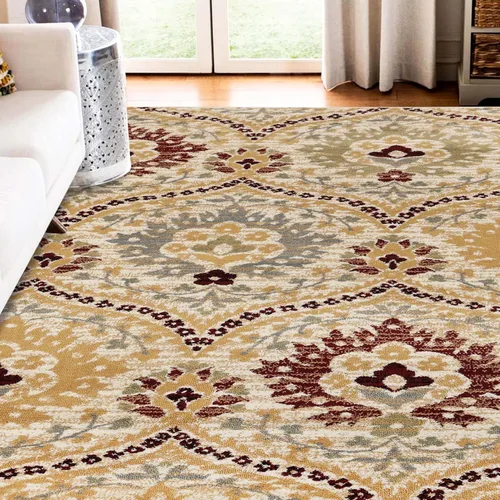 Vista 7 de Superior Elegant Augusta Alfombras florales modernas con respaldo de yute para oficina, dormitorio, entrada, comedor, cocina, colección Augusta
