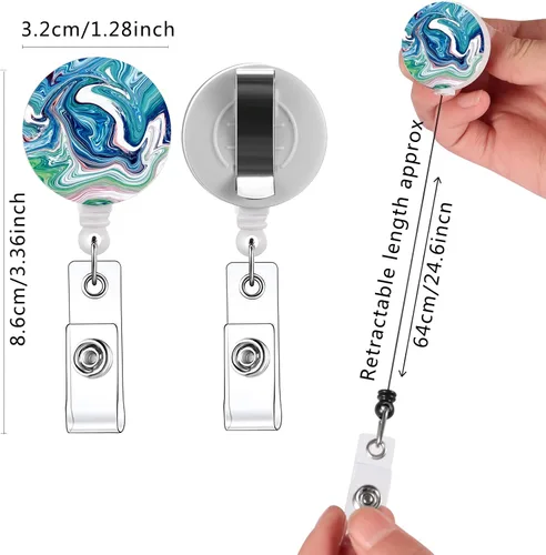 Vista 7 de Paquete de 16 carretes de insignia para enfermeras con soporte retráctil para tarjetas de identificación con clip #1-16pack multicolor