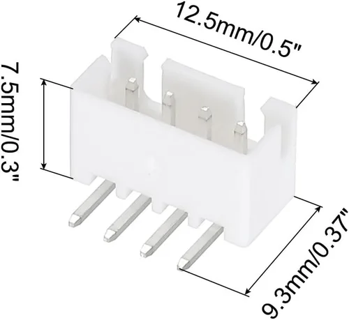 Vista 2 de MECCANIXITY Conector de 0.100 in, adaptador macho de 4 pines, cabezal de clavija de ángulo recto, enchufe blanco para conexión de cable a placa