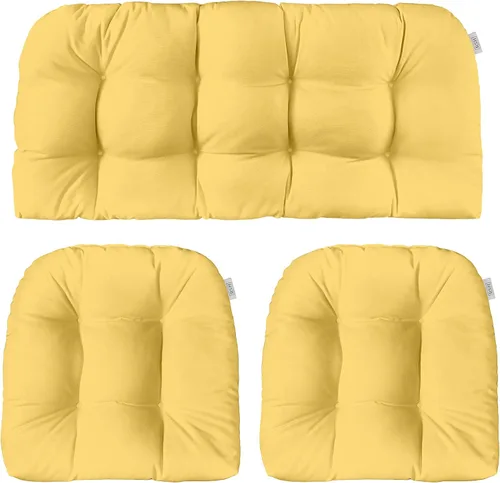 Vista 68 de RSH DECOR: Sunbrella - Juego de 3 cojines de mimbre copetudos 41 x 19 pulgadas y 19 x 19 pulgadas Fabricado con tela de rendimiento Sunbrella