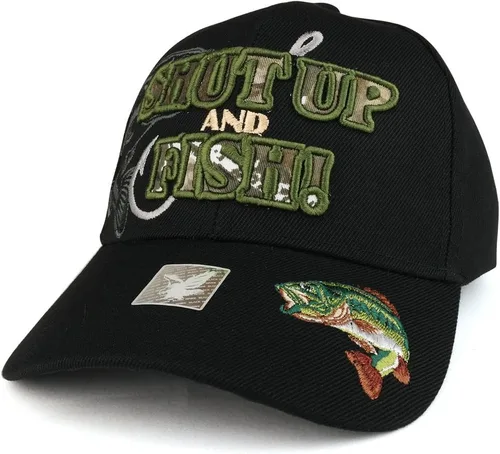 Vista 2 de Shut Up and Fish con Bass y Hook Gorra de béisbol estructurada bordada