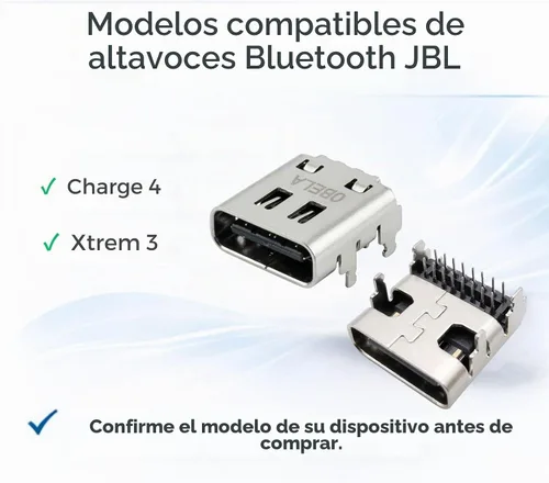 Vista 3 de Puerto de carga USB tipo C de repuesto para altavoces Bluetooth JBL Charge 4 y Xtreme 3, paquete de 2 conectores de enchufe de alimentación