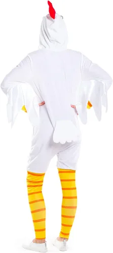 Vista 2 de Tipsy Elves Adult Chicken Halloween Costume - Poultry Halloween Jumpsuit for Men Blanco (Egg White)