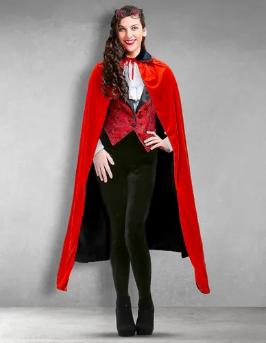 Vista 8 de KatchOn, Unisex Vampire Cape for Adults - Reversible Cape Vampire Black and Red Cape, Vampire Accessories Halloween Party