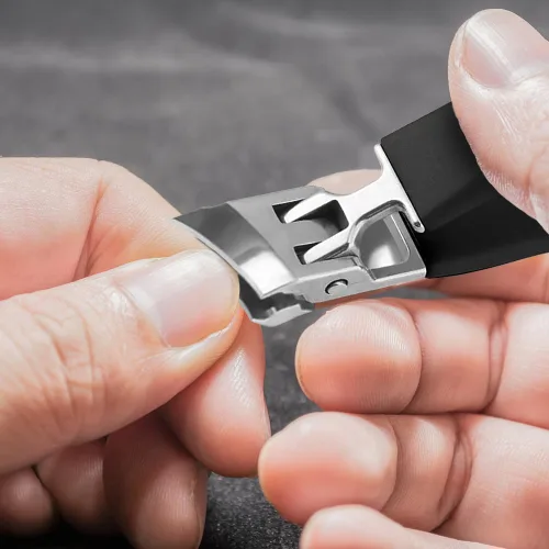 Vista 7 de Tijeras de uñas y uñas de los pies para uñas encarnadas, curvas, tijeras de uñas antiflexión con apertura de mandíbula ancha (negro)