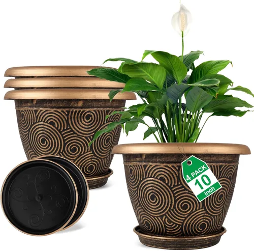 Vista 14 de Fodetyff Macetas de 6 Pulgadas para Plantas de Interior y Exterior, Juego de 6 Macetas Pequeñas de Plástico con Agujero de Drenaje y Bandeja, Maceta