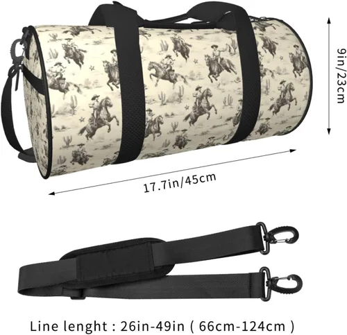 Vista 2 de Large Duffle Bag for Travel - Retro Western Cowboy A Print Gym Bag for Women Men, Travel Foldable Bags for Women Men with Zippered Multiple Pockets