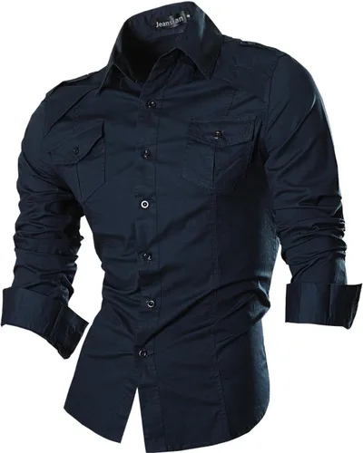 Vista 31 de jeansian - Camisas de manga larga de ajuste entallado para hombre (8397), con botones, informales y de vestir.