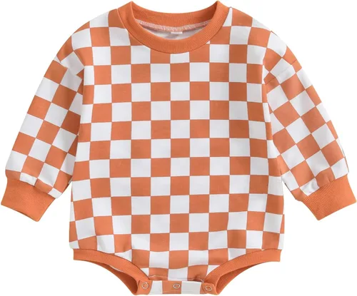 Vista 15 de Karuedoo Sudadera a cuadros para bebé niño y niña, mameluco de gran tamaño, manga larga, con burbujas, ropa neutra para otoño