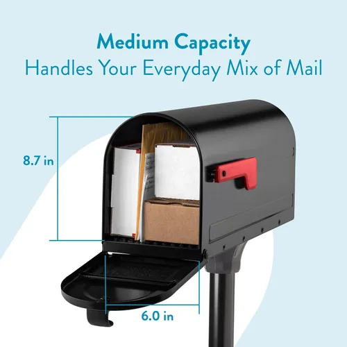 Vista 3 de Architectural Mailboxes 7680B-10 MB1 Kit de buzón de montaje y poste en tierra, mediano, negro