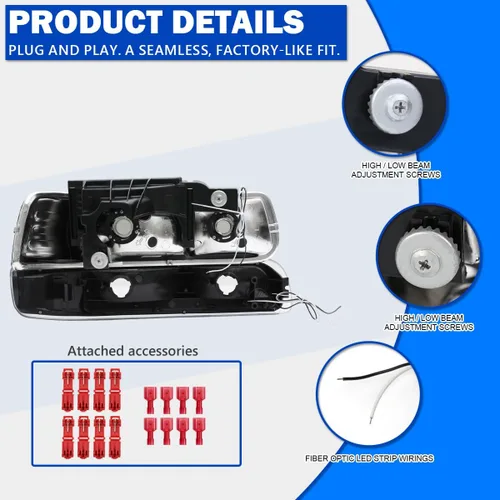 Vista 5 de SPEC-D TUNING Faros delanteros de barra LED negros + luces de parachoques compatibles con Chevy Silverado 1999-2002 Tahoe Suburban 2000-2006