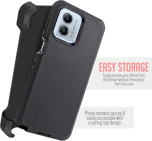 Vista 3 de Funda para Motorola Moto G Stylus 5G 2023 [no para la versión 2022], con funda de clip para cinturón, protección de cuerpo completo resistente Negro