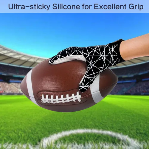 Vista 3 de Guantes de receptor de fútbol americano juvenil, guantes de fútbol americano con agarre de silicona para niños y niñas con Super Stick