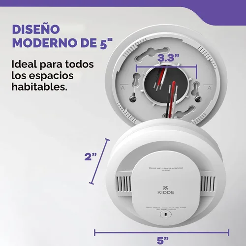 Vista 10 de Kidde - Detector de humo, funciona con pilas AA, indicadores de luz de advertencia LED, paquete de 1 unidad, blanco, 30CUAR