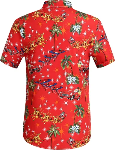 Vista 2 de SSLR - Camisas de Navidad para hombre, diseño de Papá Noel, para fiesta navideña.