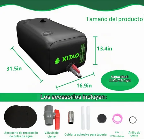 Vista 2 de XITAO Contenedores de almacenamiento de vejiga de agua, tanque de agua, almacenamiento de agua portátil plegable, contenedores de bolsa