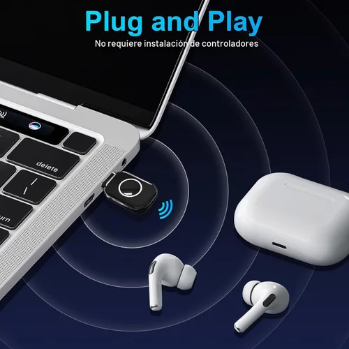 Vista 5 de ZIOCOM Adaptador Bluetooth USB-C para PS5, Bluetooth 5.3 Dongle con APTX LL