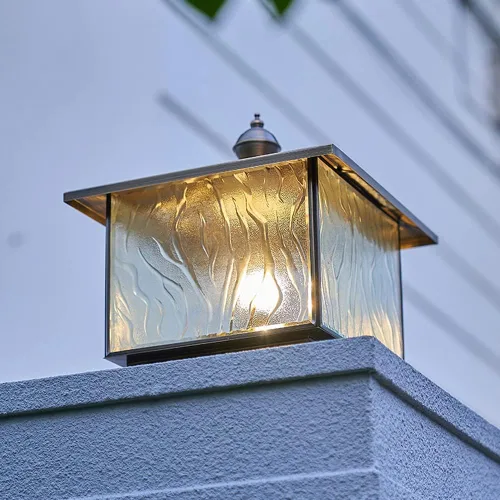 Vista 6 de Luces de poste al aire libre, luz solar de cobre completo para postes de valla al aire libre, luz de poste de valla al aire libre, luz de pilar