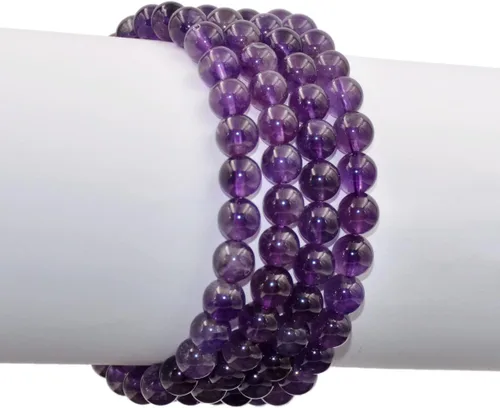 Vista 3 de AD Beads Pulsera elástica de cuentas redondas de piedras preciosas naturales, curación Reiki, 0.315 in