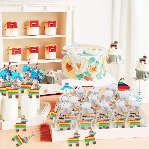 Vista 5 de CiciBear Paquete de 24 llaveros de burro de México, decoración de fiesta para invitados, fiesta temática de burro de México, baby shower, fiesta