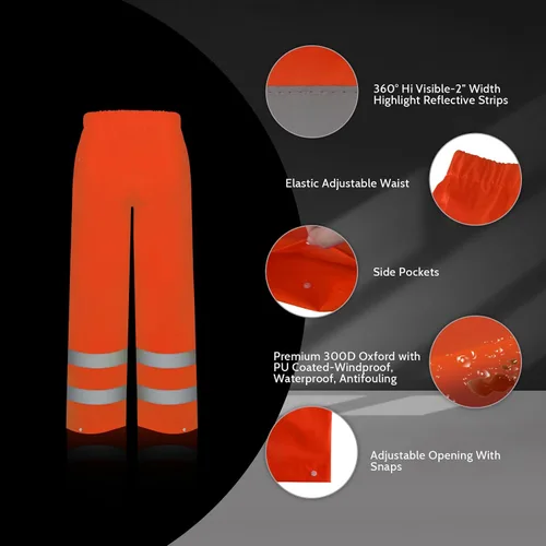 Vista 34 de TCCFCCT Chaqueta de lluvia de alta visibilidad para hombre, impermeable, abrigo de lluvia de alta visibilidad para hombres y mujeres con capucha