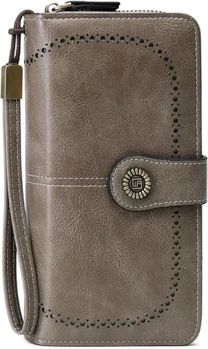 Vista 11 de VONCOSS Cartera larga con cremallera alrededor de las mujeres de gran capacidad, para tarjetas de crédito, soporte para teléfono, embrague