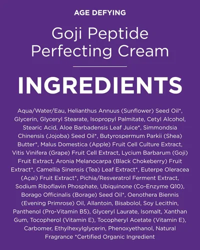 Vista 8 de Andalou Naturals Goji Peptide Perfecting Cream - Hidratante facial que desafía la edad con resveratrol, CoQ10 - Apoya el colágeno de la piel
