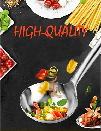 Vista 6 de Tenta Kitchen Cuchara profesional grande de acero inoxidable para servir – Cucharón de salsa para sopa para comedor escolar, cocina de hotel