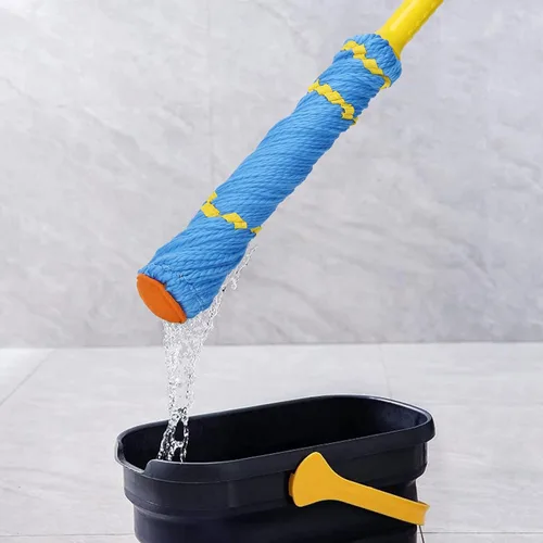 Vista 4 de Trapeadores giratorios autoescurridizos para limpieza de suelos, fregona de microfibra con mango largo de 57 pulgadas, fregona fácil de escurrir