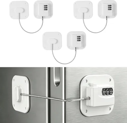 Vista 12 de Cerradura de refrigerador, cerraduras de refrigerador para niños, cerradura de congelador con combinación para refrigeradores, cajones, armarios