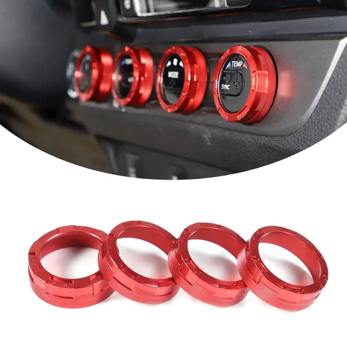 Vista 13 de Cubierta de anillo de botón de aleación de aluminio para automóvil y perilla de salida de volumen, 4 piezas, compatible con Toyota Tacoma 2016 2017