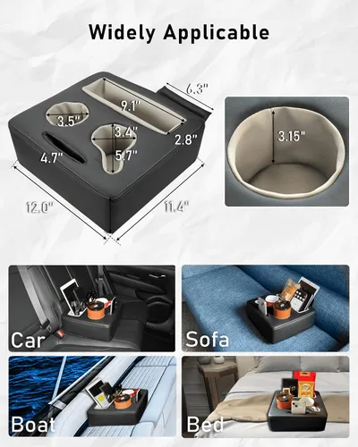 Vista 6 de Belinous Portavasos para Asiento Trasero de Coche, Portavasos para Sofá y Sillón, Organizador y Almacenamiento para Asiento Trasero, Portavasos