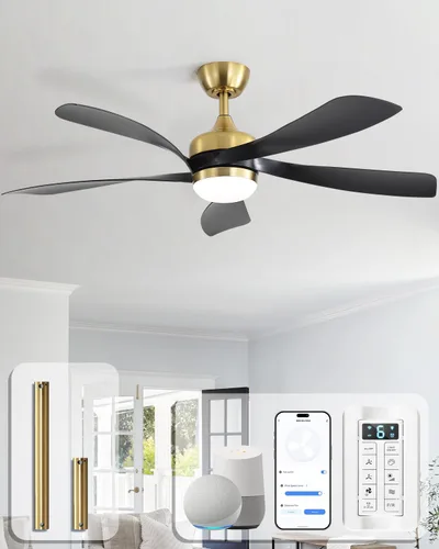 Vista 14 de Sofucor Ventilador de techo inteligente de 52", ventiladores de techo blancos para interiores/exteriores con luces y control remoto, funciona