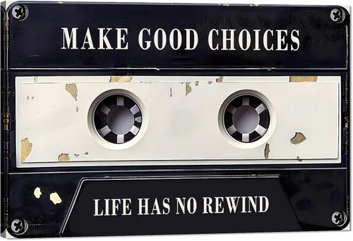Vista 7 de MAMAGO Impresiones de cinta vintage de cassett motivacional, decoración de pared, cinta azul HD que hace que la felicidad sea más fuerte