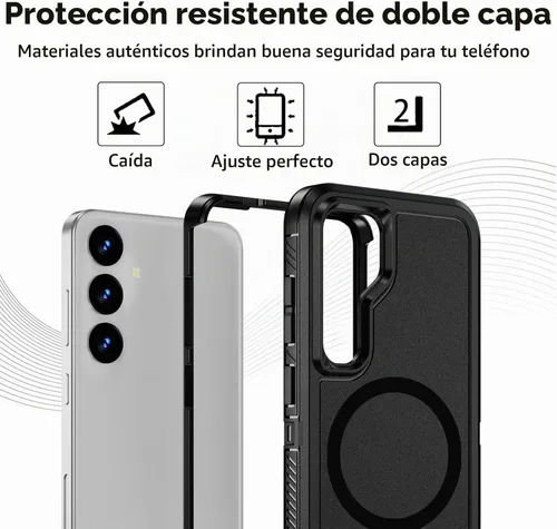 Vista 2 de Funda magnética para Samsung Galaxy S24+ Plus compatible con carga Magsafe [protector de pantalla de vidrio]