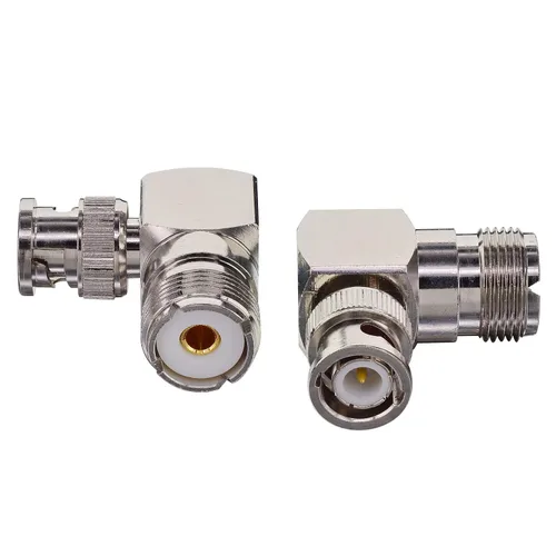 Vista 5 de Conector UHF a BNC en forma de L, conector BNC macho a UHF hembra, conector BNC a UHF SO239 de ángulo recto de 90 grados para radio/antena/escáner