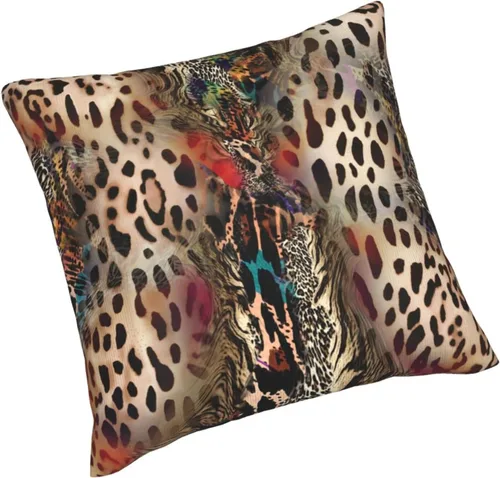 Vista 5 de Juego de 2 fundas de almohada con estampado de leopardo abstracto de animales africanos y vida silvestre, retro, fundas de almohada para decoración