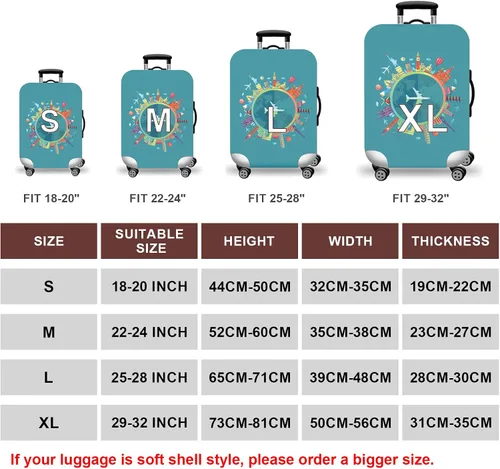 Vista 6 de WUJIAONIAO Funda para Equipaje de Viaje Funda para Maleta Equipaje Protector 18-32 Pulgadas, Moda