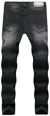 Vista 2 de Liuhond Skinny Slim Fashion - Jeans elásticos de motociclista de Hip Hop con agujeros rectos rasgados.