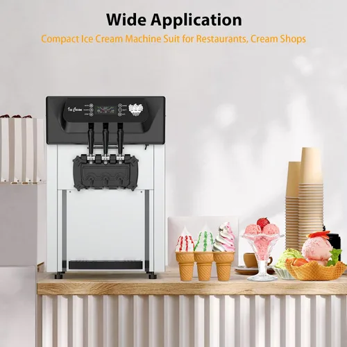Vista 7 de Takywep Máquina comercial de helados – Máquina de helado suave de 2200 W, 5.3 a 7.4 galones/hora, 2 guardabosques de 6 L, pantalla LED, 3 sabores