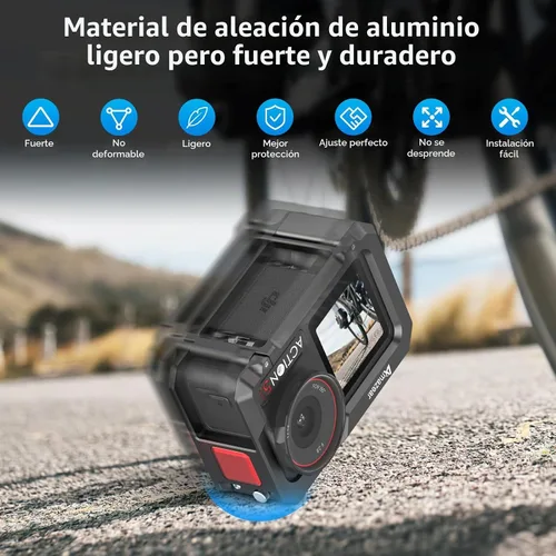 Vista 4 de AMAZEAR Jaula de metal para DJI Osmo Action 5 Pro, DJI Action3/4/5 Pro Premium Accessories Funda protectora multifunción carcasa de aluminio