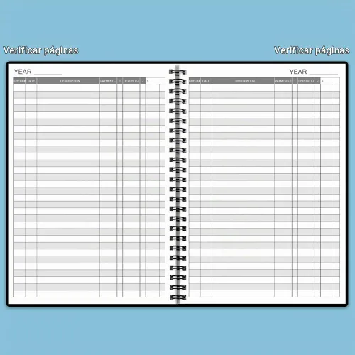Vista 2 de Registro de cheques - Libros de registro A5 con registros de cheques y transacciones, libro de registro de cuentas de cheques para personal y Negro
