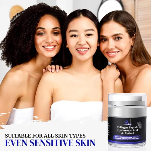 Vista 6 de HM - Crema de péptido de colágeno con ácido hialurónico, retinol y vitamina E Hidratante facial antiarrugas e hidratante Reafirma y suaviza