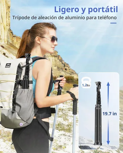 Vista 4 de EMART Soporte de trípode para teléfono celular de 62'', soporte de trípode ajustable de piso para teléfono celular con control remoto para iPhone