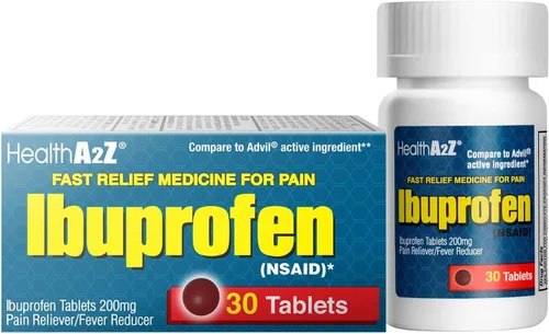 Vista 2 de HealthA2Z Cápsulas de ibuprofeno de 200 mg Alivio del dolor y reductor de fiebre 24 paquetes de 30 tabletas (720 tabletas en total) Paquete