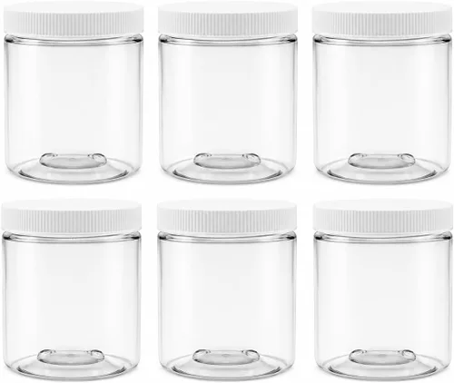 Vista 30 de Tarro de plástico de 64 oz (1/2 galón), tapa blanca, paquete de 1