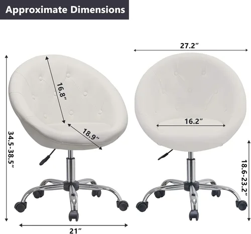 Vista 3 de DUHOME Silla moderna para computadora con ruedas giratorias, altura ajustable, piel sintética, con ruedas y base de metal
