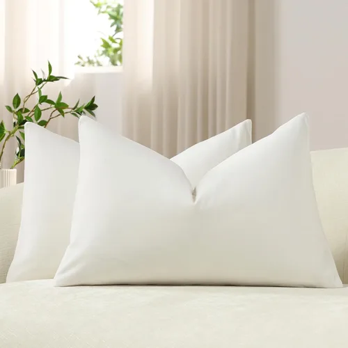 Vista 45 de Fundas de almohada de 16 x 16 pulgadas, color beige: paquete de 2 fundas de almohada decorativas de terciopelo suave y acogedoras para sofá, sala