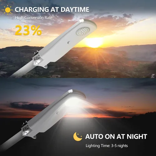 Vista 3 de Farolas solares impermeables para exteriores, iluminación de patio al aire libre del atardecer al amanecer con sensor de movimiento, control remoto