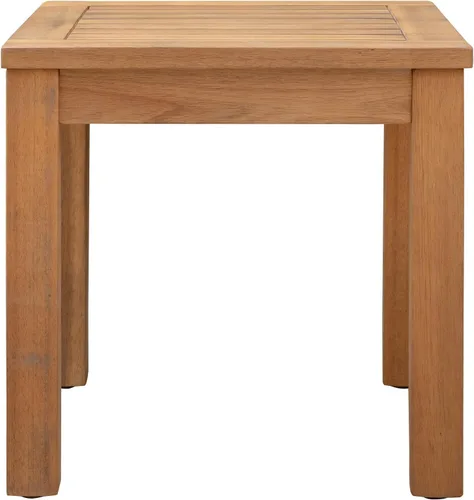 Vista 6 de Walker Edison Sillas de comedor de madera de acacia con respaldo de listones (juego de 2) y mesa auxiliar de madera Lio Oslo Patio Sense Marrón
